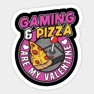 Funny Gaming Girl & Pizza Anti Valentines Day Sticker